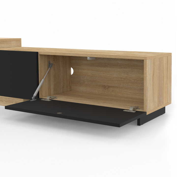 Mueble TV extensible 2 puertas madera y negro - RAPHAEL | El Arte de Vivir IDMarket