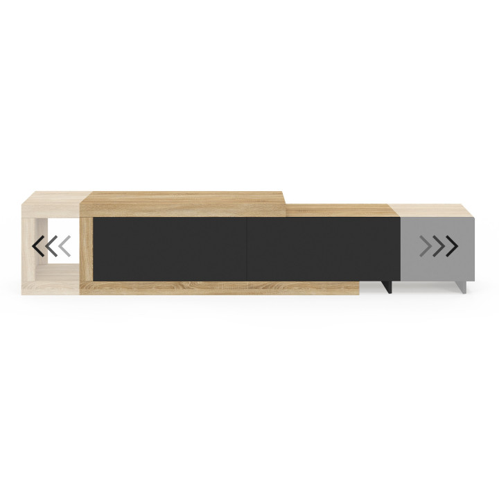 Mueble TV extensible 2 puertas madera y negro - RAPHAEL | El Arte de Vivir IDMarket