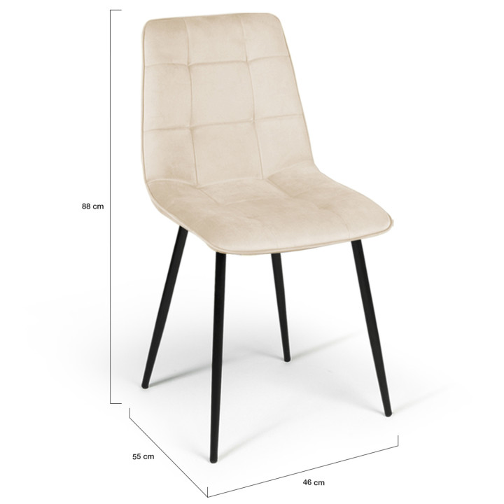 Juego de 6 sillas mixtas de terracota y terciopelo beige - MILA | Sillas de terciopelo beige IDMarket