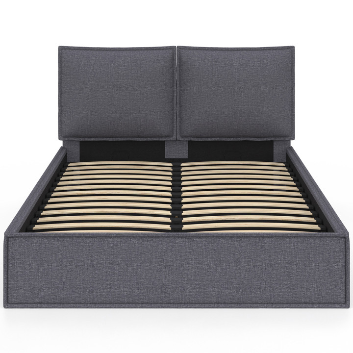 Cama doble arcón, cabecero, almohada, base gris antracita - PILOU | PILOU IDMarket