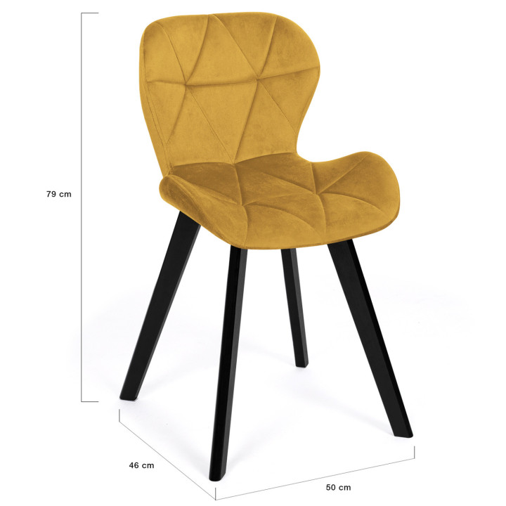 Lote de 6 sillas de terciopelo azul, gris y amarillo - ROBINE | Anglaise IDMarket