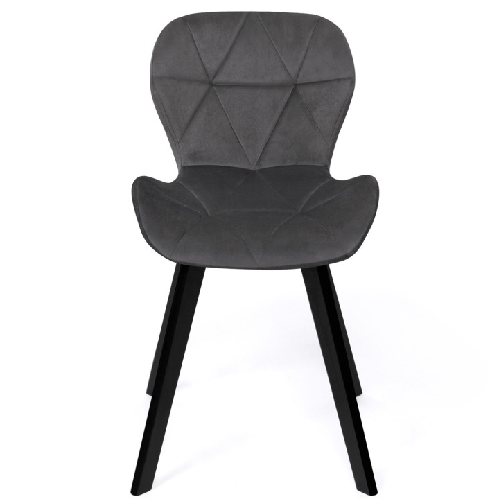 Juego de 6 sillas de terciopelo gris oscuro con patas negras - ROBINE | REINO UNIDO IDMarket