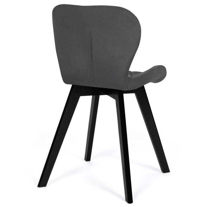 Juego de 6 sillas de terciopelo gris oscuro con patas negras - ROBINE | REINO UNIDO IDMarket