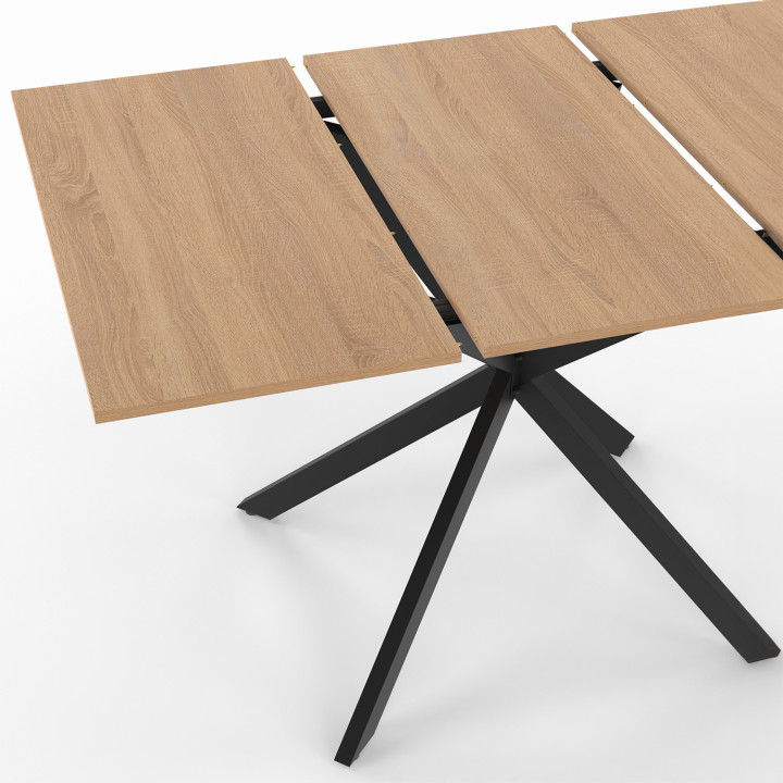 Mesa de comedor cuadrada extensible 4-6 personas madera y pata de araña negra 80-120 cm - ALIX | The ALIX Group IDMarket