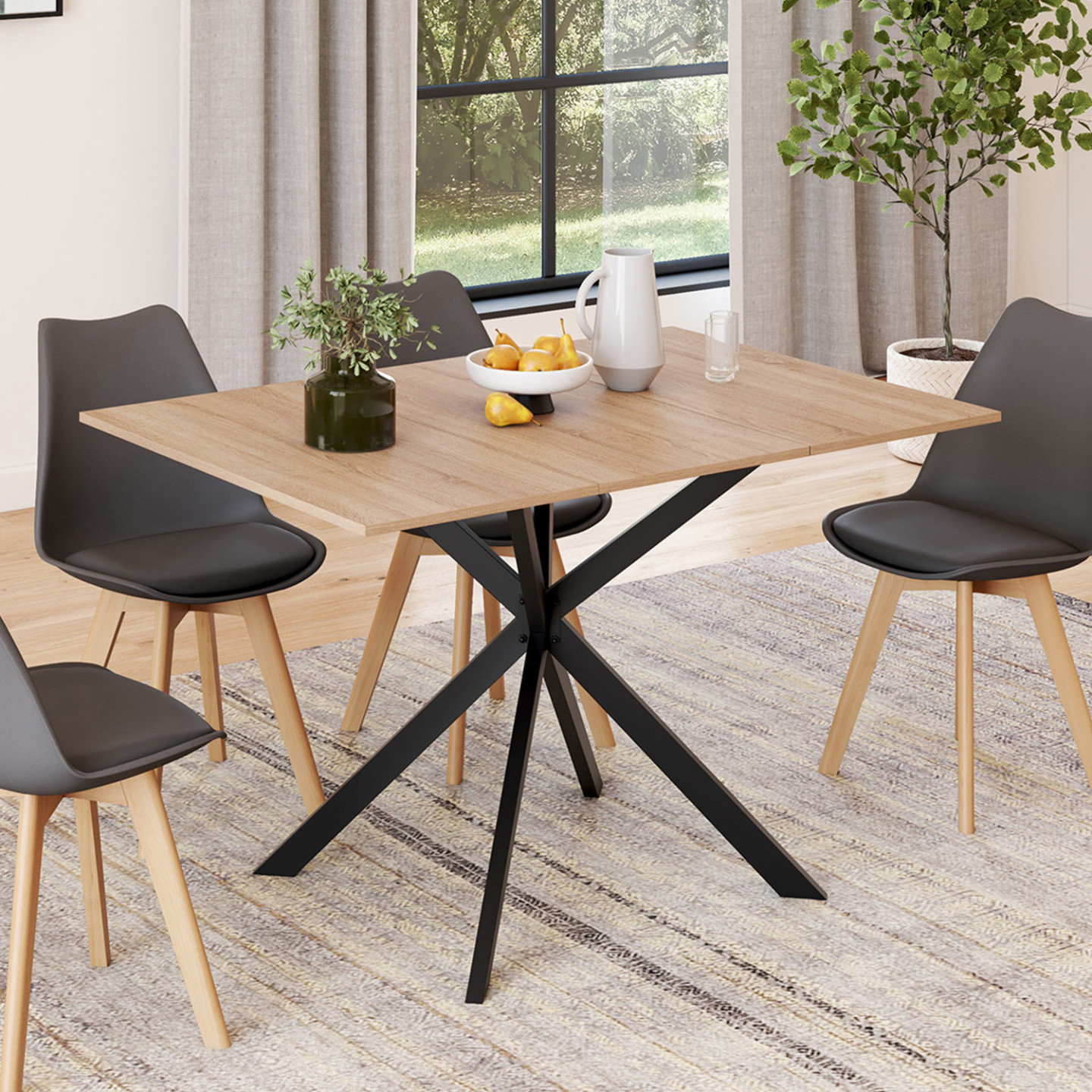 Tavolo Ragno Tavolo da pranzo quadrato allungabile 4-6 persone in legno e gambe a ...