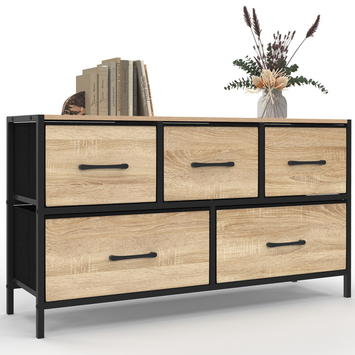 Arcón industrial de tela de 5 cajones con almacenaje