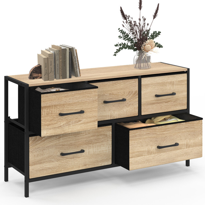 Arcón industrial de tela de 5 cajones con almacenaje