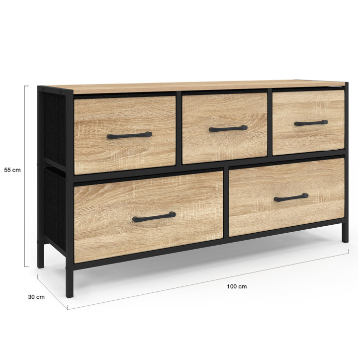 Arcón industrial de tela de 5 cajones con almacenaje