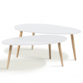 Set x2 tables basses gigognes design scandinave blanc