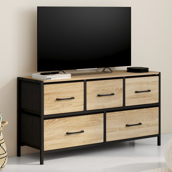 Arcón industrial de tela de 5 cajones con almacenaje