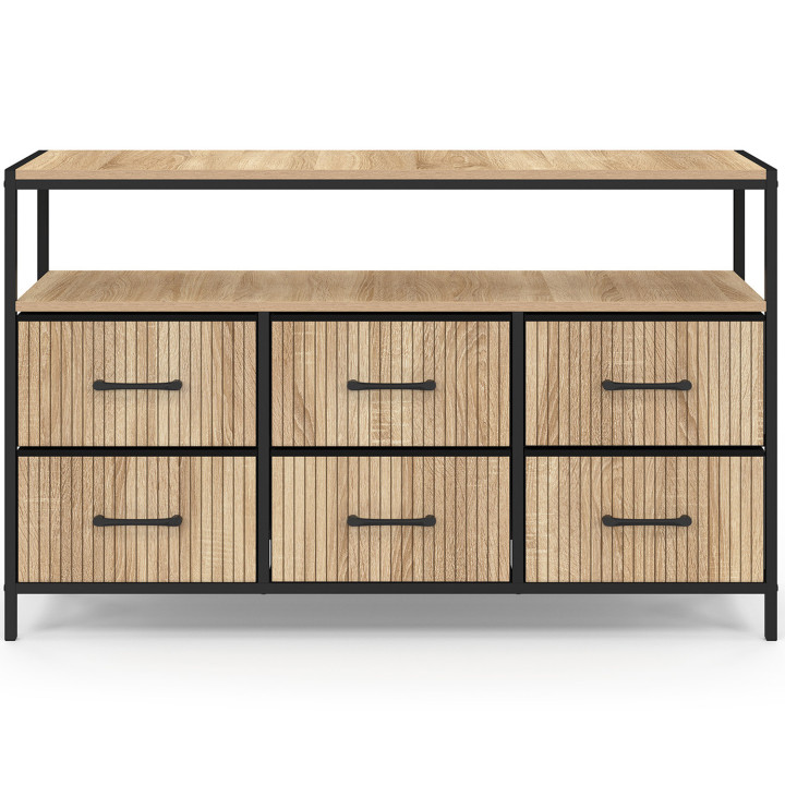 ¡Arcón industrial de 6 cajones de tela con nicho efecto listones - UTAH | Zen Cart! IDMarket