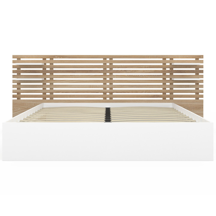 Cama doble 160 x 200 cm en haya y blanco - SAVANA | IDMarket