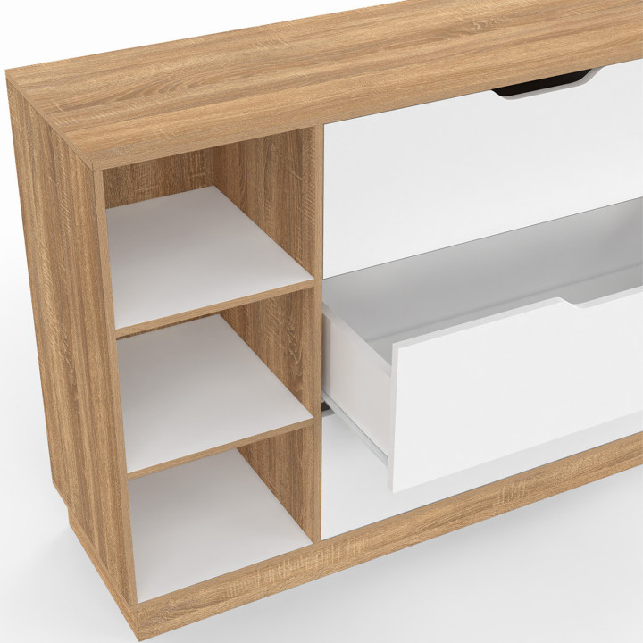 Cómoda con 3 cajones y 3 nichos haya y blanco - OXANA | IDMarket