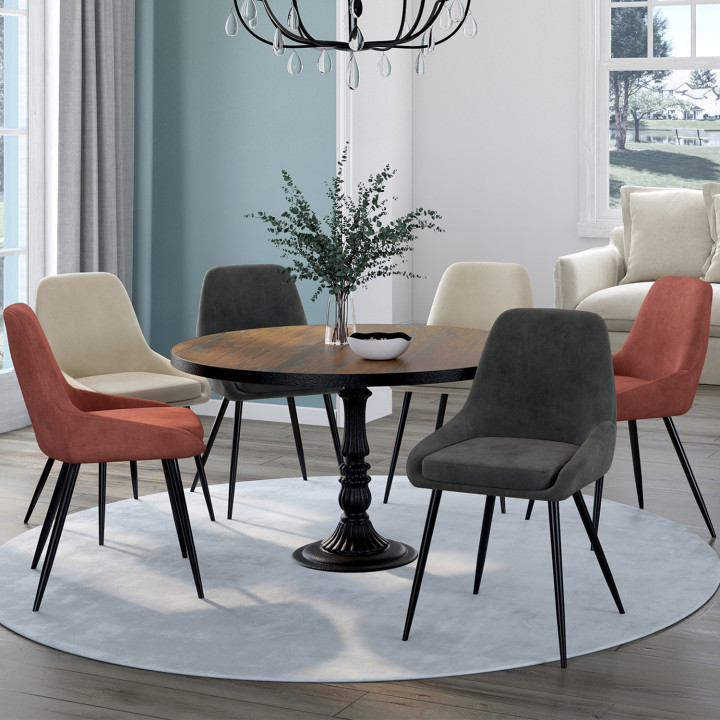 ¡Juego de 6 sillas de terciopelo de colores mezclados en gris, terracota y beige - THALYA | Zen Cart! IDMarket