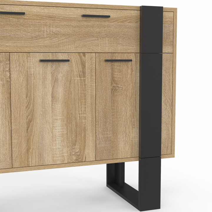 ¡Aparador 100 cm con 3 puertas y 1 cajón madera y negro - PHOENIX | Zen Cart! IDMarket