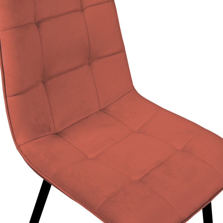 Lote de 4 sillas de terciopelo terracota - MILA | Sillas de terciopelo terracota IDMarket