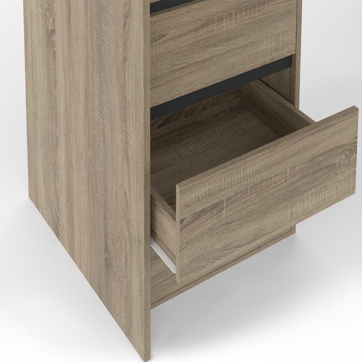 Armario doble extensible 120/180 cm haya con 6 cajones + estanterias + armario doble + cortina negra - MERYL | IDMarket