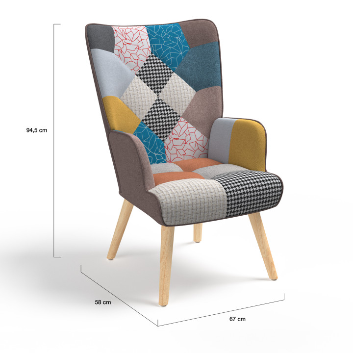 Sillón patchwork escandinavo barato | ID Market