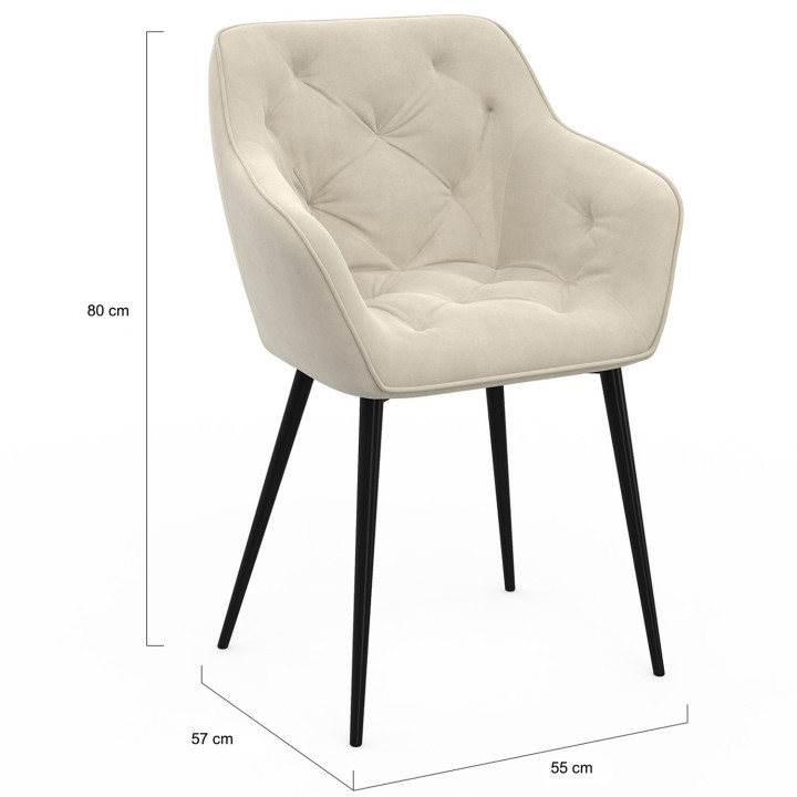 Conjunto de sillas de comedor y sillones de mesa beige - LYA | IDMarket