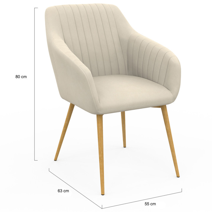 Conjunto de sillas de comedor, sillones de mesa con patas efecto madera - JANY | España IDMarket