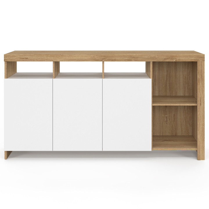 Aparador de 140 cm con puertas de madera y blancas - MALO [ IDMarket