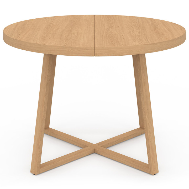 Mesa de comedor redonda 6 personas efecto haya - SELMA | Mesa de comedor redonda 6 personas efecto haya IDMarket