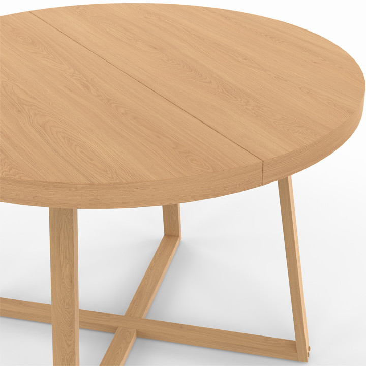 Mesa de comedor redonda 6 personas efecto haya - SELMA | Mesa de comedor redonda 6 personas efecto haya IDMarket