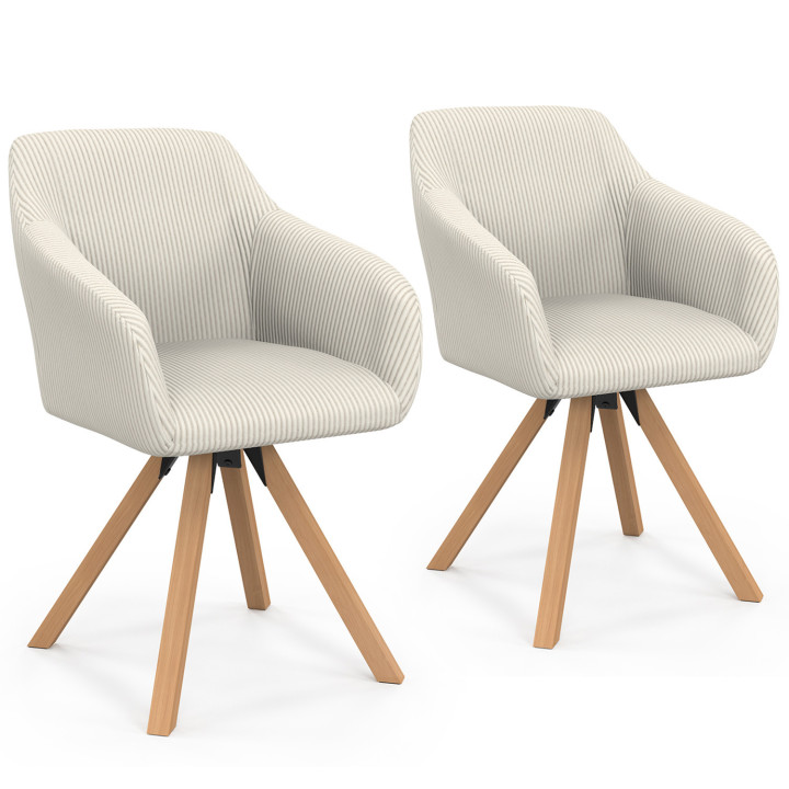 Juego de 2 sillas de comedor giratorias y sillones de mesa de terciopelo - JANY | España IDMarket
