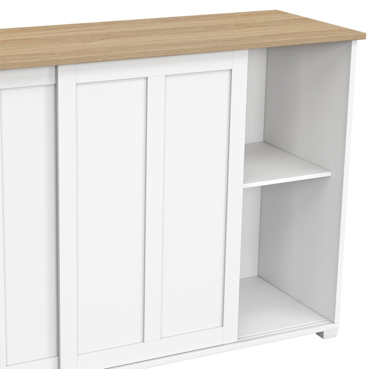 IDMarket Credenza VITO 3 Ante Con Top In Legno – Colore Nero – 70 Cm – Stile Country Chic Contemporaneo