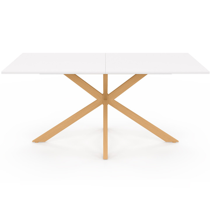 Mesa de comedor rectangular con patas de araña de madera y tapa blanca - GISELE | IDMarket