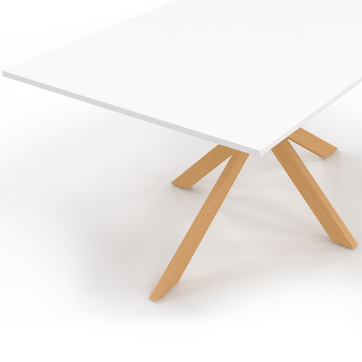Mesa de comedor rectangular con patas de araña de madera y tapa blanca - GISELE | IDMarket