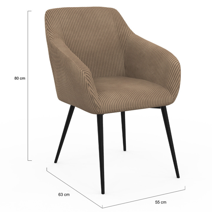 Conjunto de sillas y sillones de comedor de color topo - JANY | España IDMarket