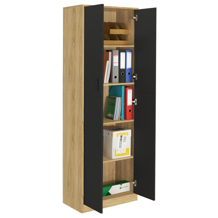 Armario escritorio multifuncional 190 cm con 2 puertas y 4 estantes - MARIA | REINO UNIDO IDMarket