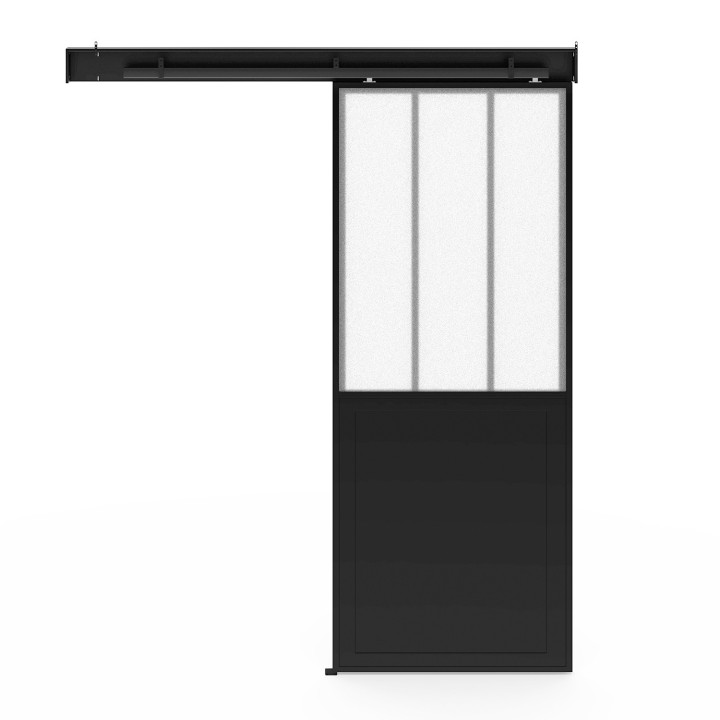 Schiebetürset Glasdach 83 cm aus gefrostetem Sicherheitsglas, Metall | IdMarket