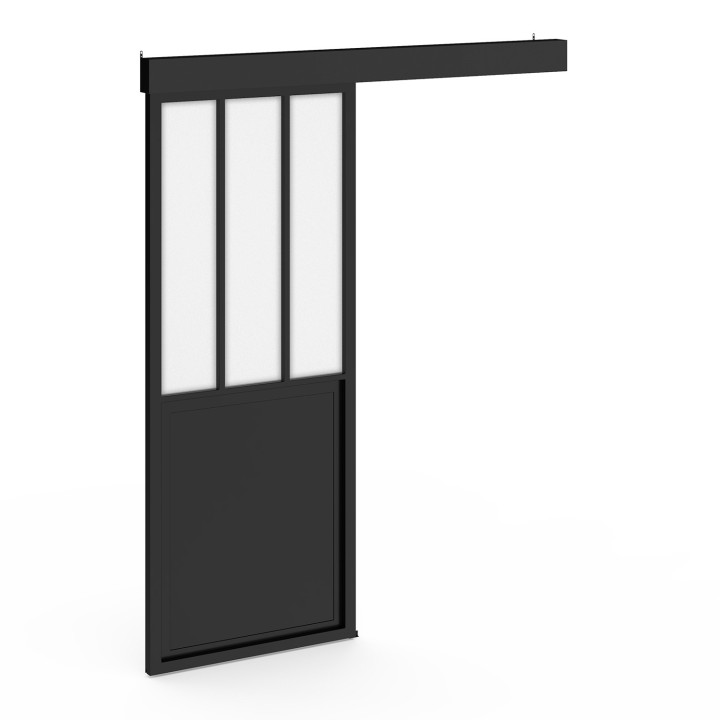 Schiebetürset Glasdach 83 cm aus gefrostetem Sicherheitsglas, Metall | IdMarket