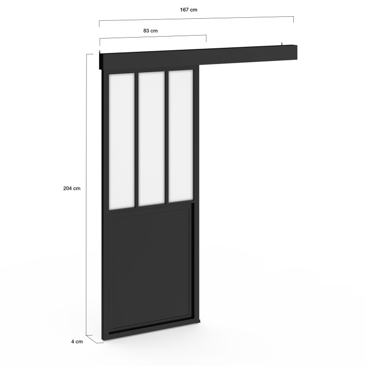 Kit puerta corredera 83 cm cristal templado esmerilado, metal | IdMarket