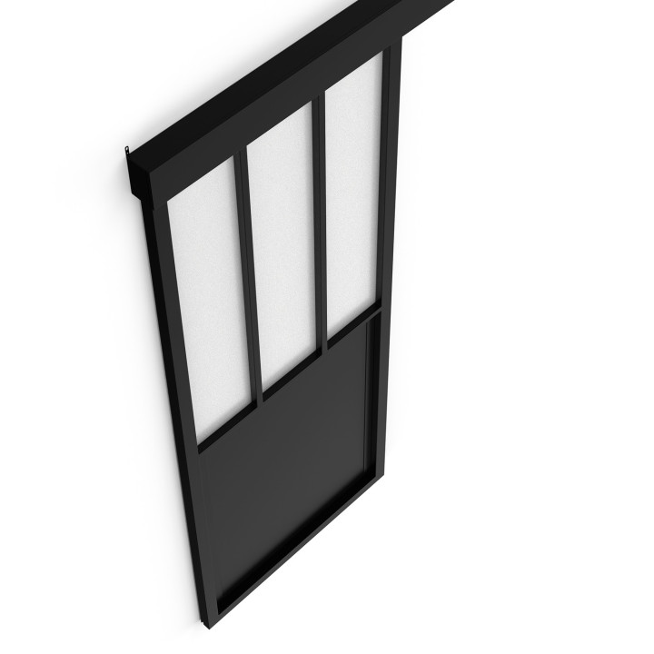 Schiebetürset Glasdach 83 cm aus gefrostetem Sicherheitsglas, Metall | IdMarket