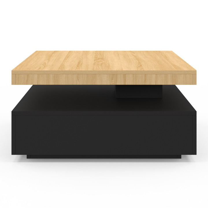 Mesa de centro cuadrada giratoria en madera y negro - THEA | IDMarket