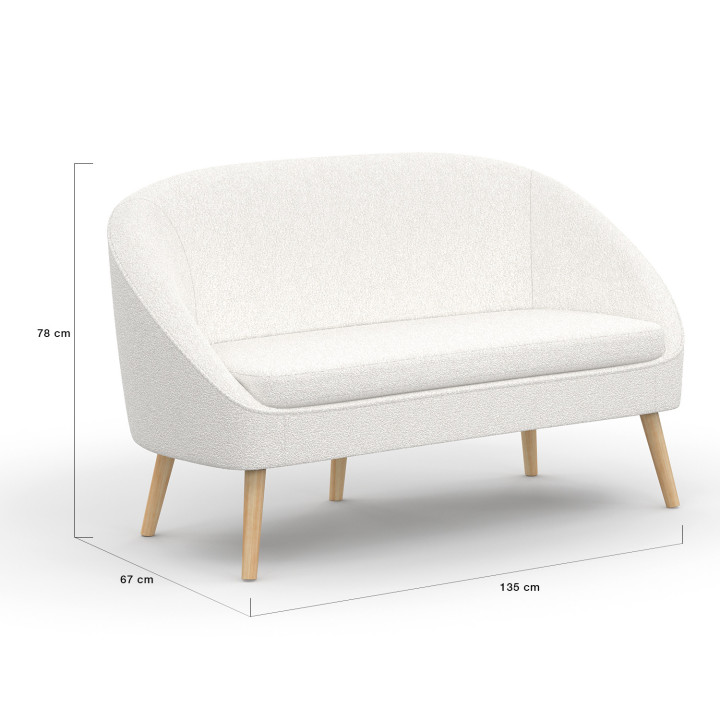 Divano a banchetto in tessuto bouclette bianco - SONIA | IDMarket