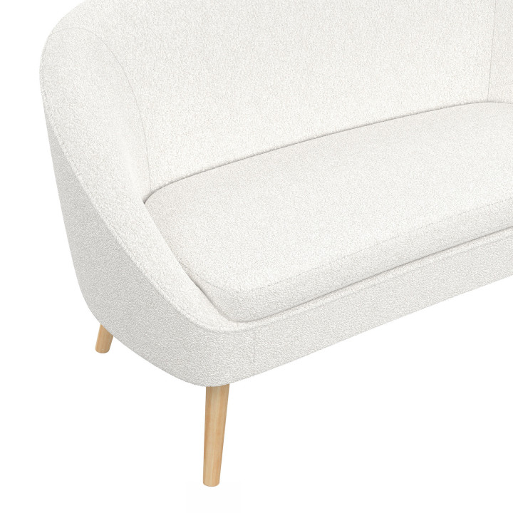 Sofá banqueta en tejido bouclette blanco - SONIA | IDMarket