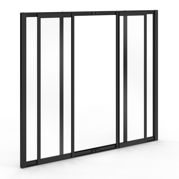 Techo corredizo de 4 cristales 120 x 108 cm en metal negro y cristal templado IDMarket