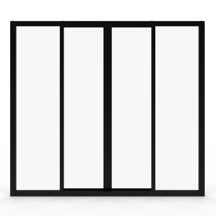 Techo corredizo de 4 cristales 120 x 108 cm en metal negro y cristal templado IDMarket