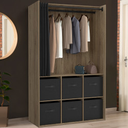¡Armario 104 x 50 x 172 cm haya con 6 cajas de almacenaje + cortina negra - DIANE | Zen Cart! IDMarket
