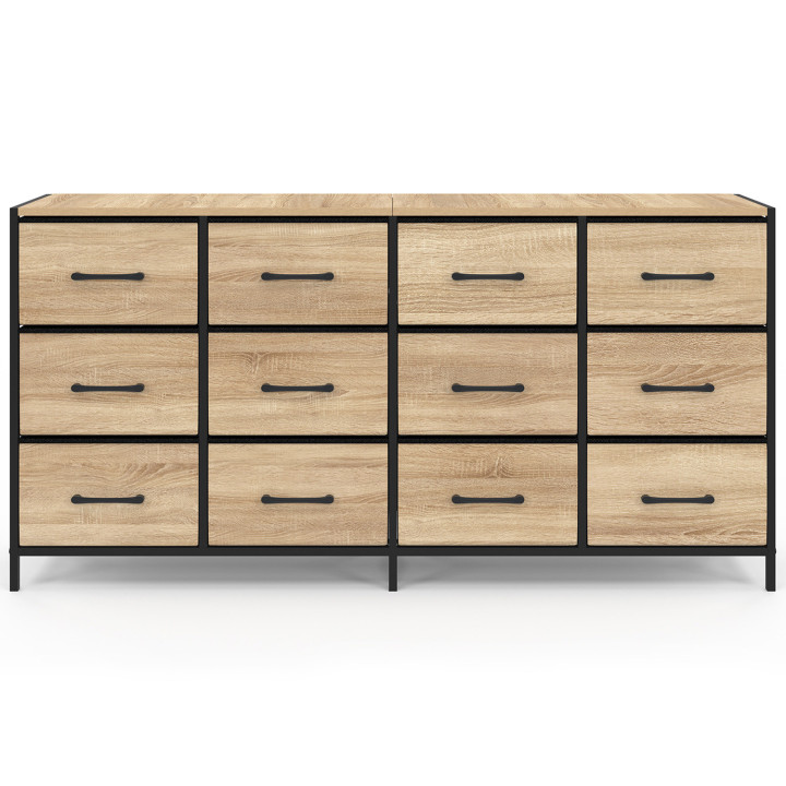 Kommode mit 12 Schubladen aus Stoff in industriellem Design 140 cm - UTAH | IDMarket