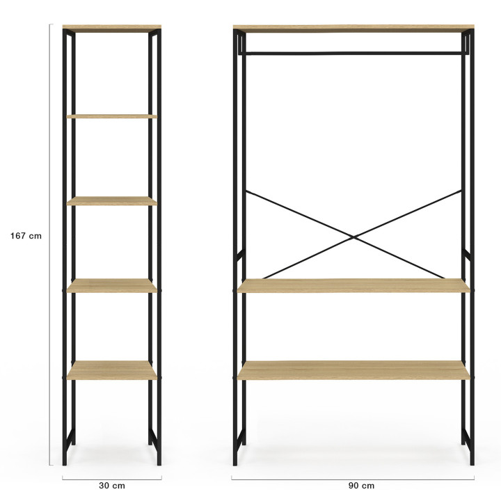 Armario doble de diseño industrial 123 cm - DETROIT | IDMarket