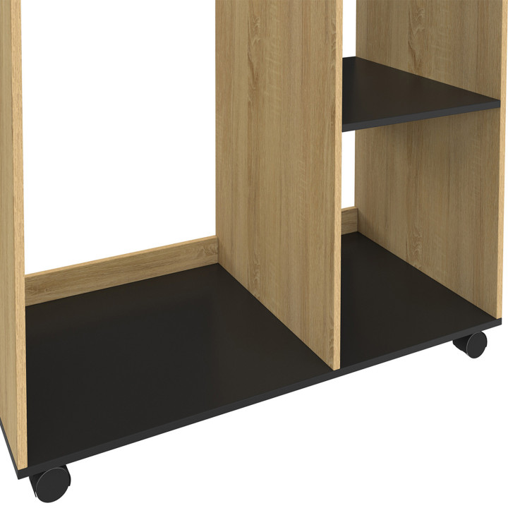Armario RACHEL 80 x 40 x 120 cm con ruedas, haya y negro