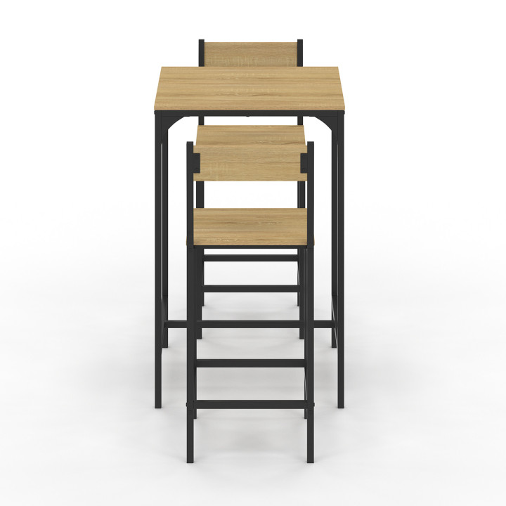 Mesa de bar cuadrada y 2 sillas de bar de diseño industrial - DETROIT | IDMarket