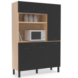 Aparador de cocina 120cm haya y negro - CINA | ID Market