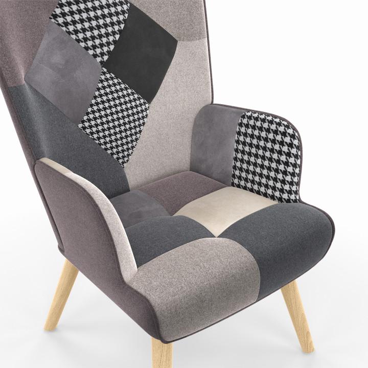 Sillón patchwork escandinavo: negro, gris y blanco - IVAR | ID Market