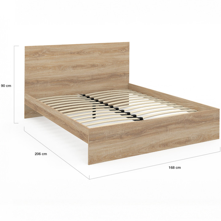 Cama doble con cabecero y base de haya 160x200cm - OMAHA | ID Market